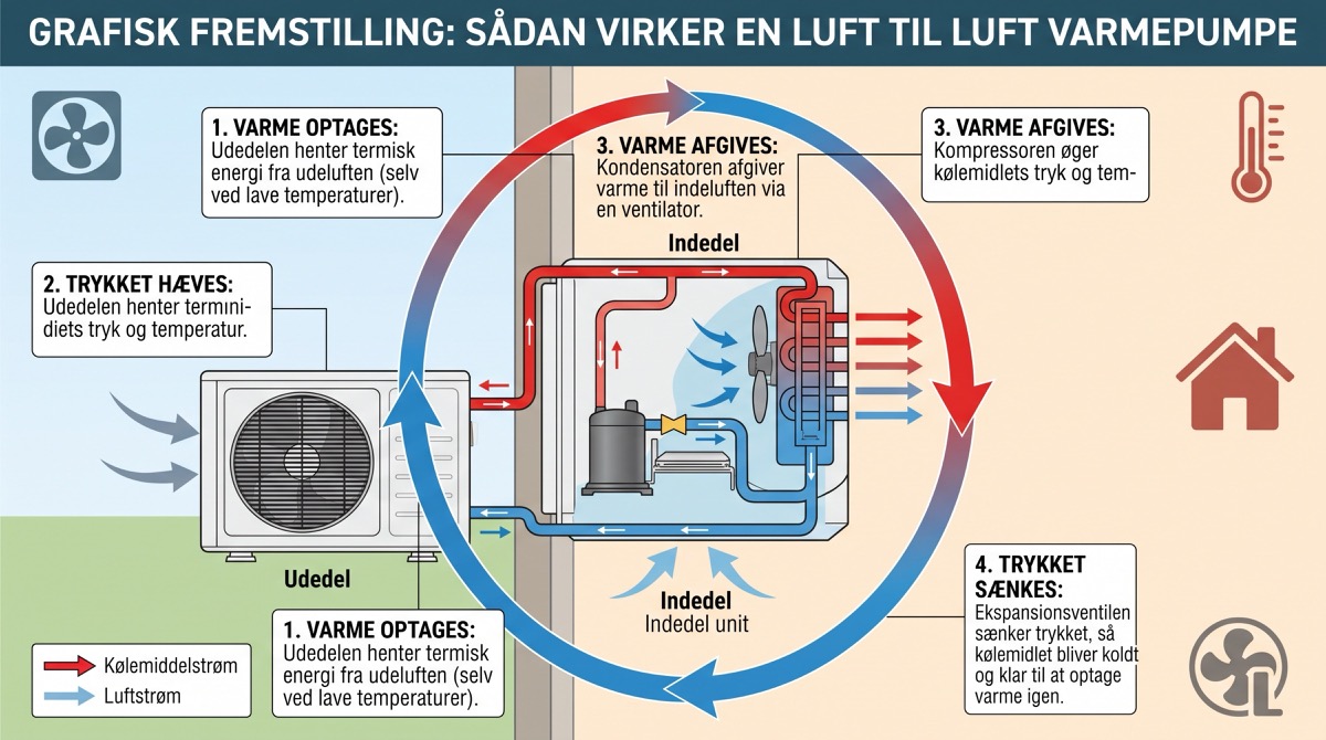 luft-luft-varmepumpe-funktion Sådan virker en luft til luft varmepumpe med aircondition